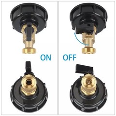 IBC to Garden Hose Adapter 2 inch S60x6 to 3/4 GHT Heavy Duty Brass Quick Valve