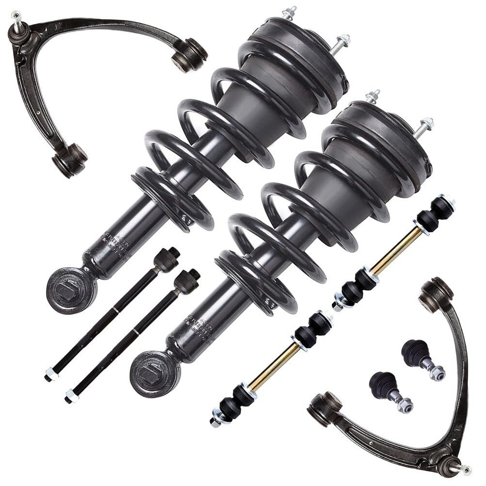 Front Susp Kit 10pc Struts Ctrl Arms Tie Rods Ball Jts 07-14 Cadillac Escalade
