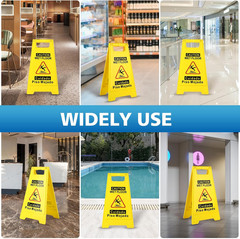 Caution Wet Floor Sign,17.5″ Height,Bright Yellow Double-Sided Folding A-Shaped