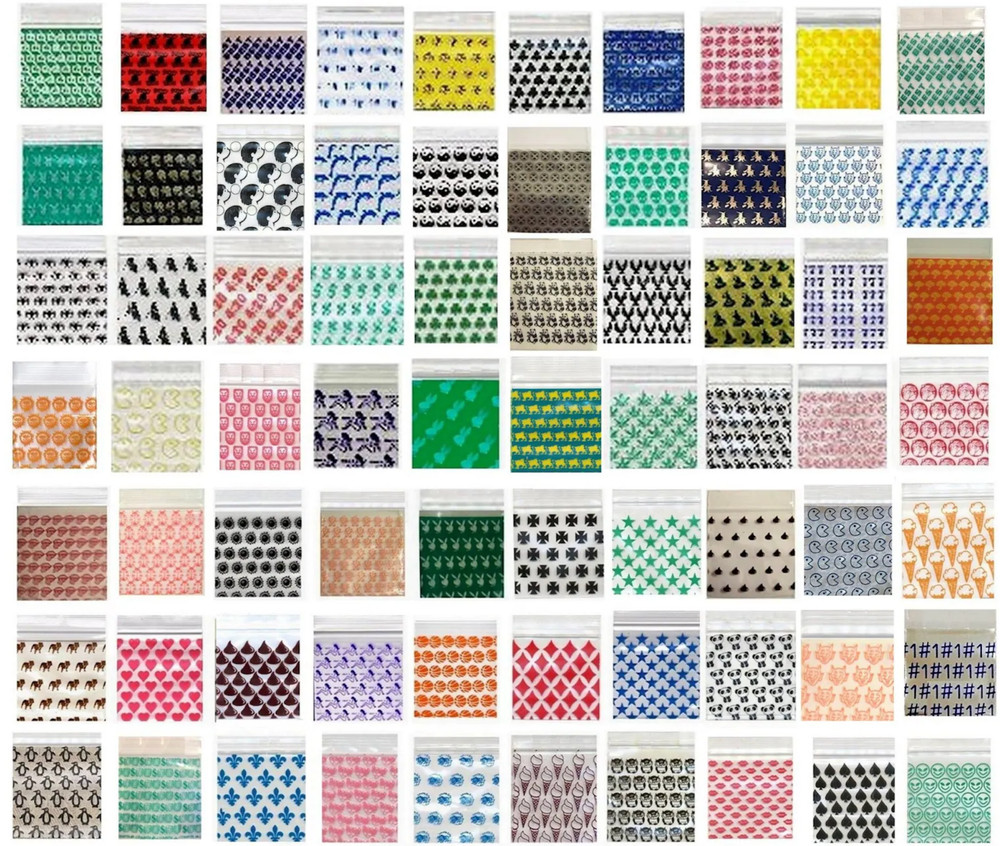 1000pcs 2”x2” Mini Ziptop Bags – 10 Styles, Random Mix Chosen! (10 styles x 100)