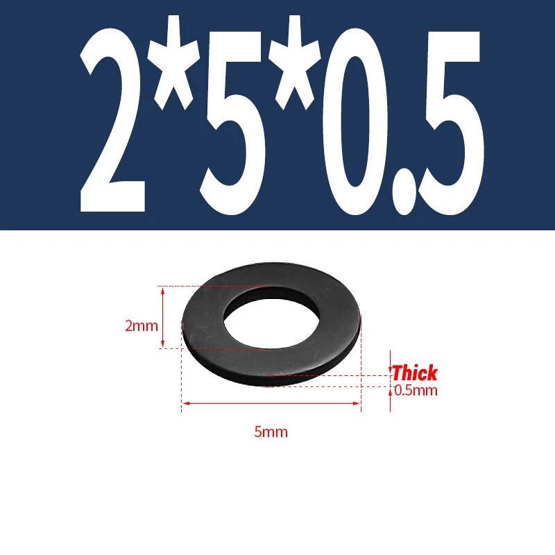 Black Flat Washers Grade 8.8 DIN 9021 Carbon Steel M2 M3 M4 M5 M6 M8 M10 to M30
