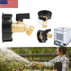 275-330 Gallon IBC Tote Water Tank Adapter 2″ Brass Fittings Valve Connector US