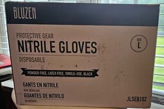 New Bluzen Large Black Nitrile Gloves. Powder/Latex Free 1000 PCS 