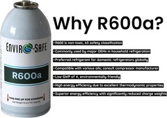 ENVIRO-SAFE R600a Refrigerant (1 Can) 6 oz. 170g with Charging Gauge Set