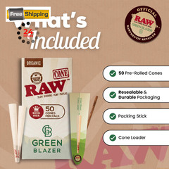 RAW Cones Organic King Size: 50 Pack – Pre Rolled 50 Count (Pack of 1), Brown