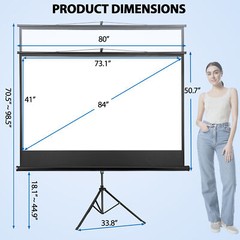 Projector Screen with Stand 84 inch for Movie or Office Presentation 16:9 HD