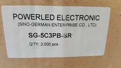 LED SG-5C3PB-SR Ultra Bright , Flat Top, Blue, 5mm, Water Clear, 1000PCS