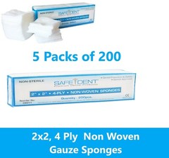 2×2 Non Woven Sponges 4-Ply, Non-Sterile Cotton Dental Gauze (1000 Pack) OSHA +