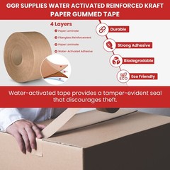 T.R.U. Water Activated Reinforced Kraft Paper Gummed Tape 2.75 inches Wide