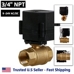 3/4″ 9-24V AC/DC Motorized Electric Ball Valve 9 12 to 24 Volt Slow Close 2 Wire