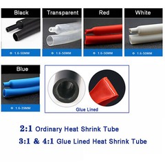 1mm-50mm Heat Shrink Tube 2:1 Unlined & 3:1 4:1 Adhesive Lined Heatshrink Sleeve