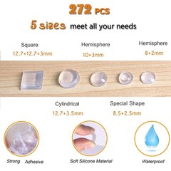 Cabinet Door Bumpers Clear Self Adhesive Noise 272PCS – 5 sizes pack,