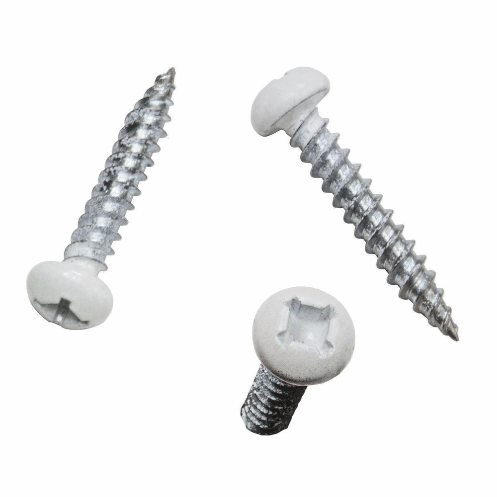 8×1″ Pan Head Metal RV Screws Polar White 100 Pack Factory Finish Free Shipping