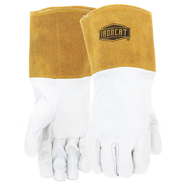 Ironcat Welding Gloves, Gauntlet Cuff, Straight Thumb, A Cowhide, L, 1 PR 6141/L