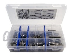 18-8 Stainless Steel Button Head Socket Cap Assortment Kit (Sizes 8-32 – 1/4-20)