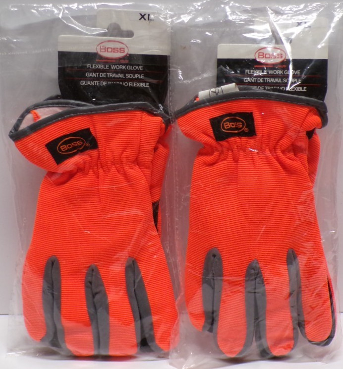 Lot of 2 Boss Flexible Work Gloves Synthetic Leather Palm 120-4600/XL