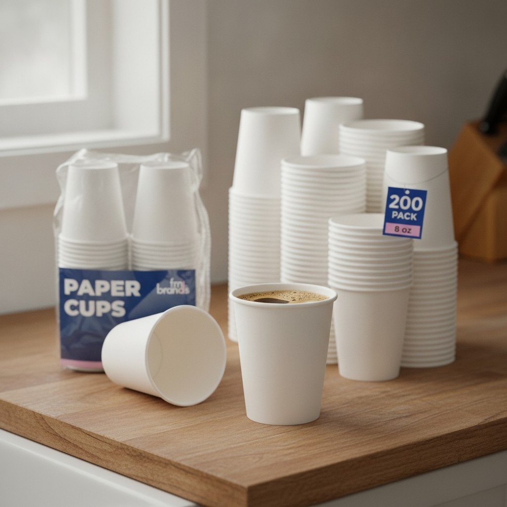 200 Pack 8 oz Eco-Friendly Disposable Paper Coffee Cups for Hot & Cold Beverages