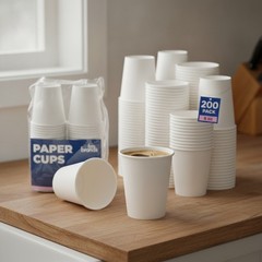 200 Pack 8 oz Eco-Friendly Disposable Paper Coffee Cups for Hot & Cold Beverages