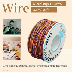 Electronic 30 AWG Multicolor Tinned Copper Wire 250m Solid Core Cable