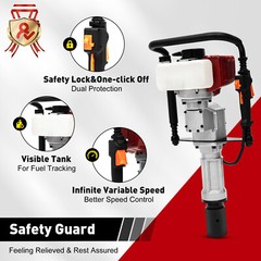 52CC 2.3HP Gas Powered T Post Driver Pile Push Fence Farm 2-Stroke + 2 Post Head