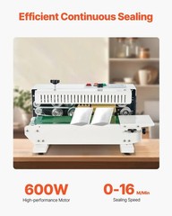VEVOR Continuous Bag Band Sealing Machine, 0.24-0.47 in/6-12 mm Seal Width
