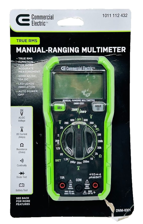 Commercial Electric 600-Volt True RMS Manual-Ranging Digital Multimeter