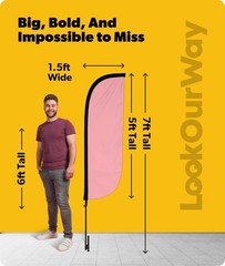 Lookourway Feather Flag Pole Kit – 7 Feet Tall Advertising Flag Banner
