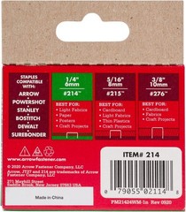 1/4-Inch Arrow JT21 Staples for Crafting & Upholstery – 1000 High-Quality Pieces