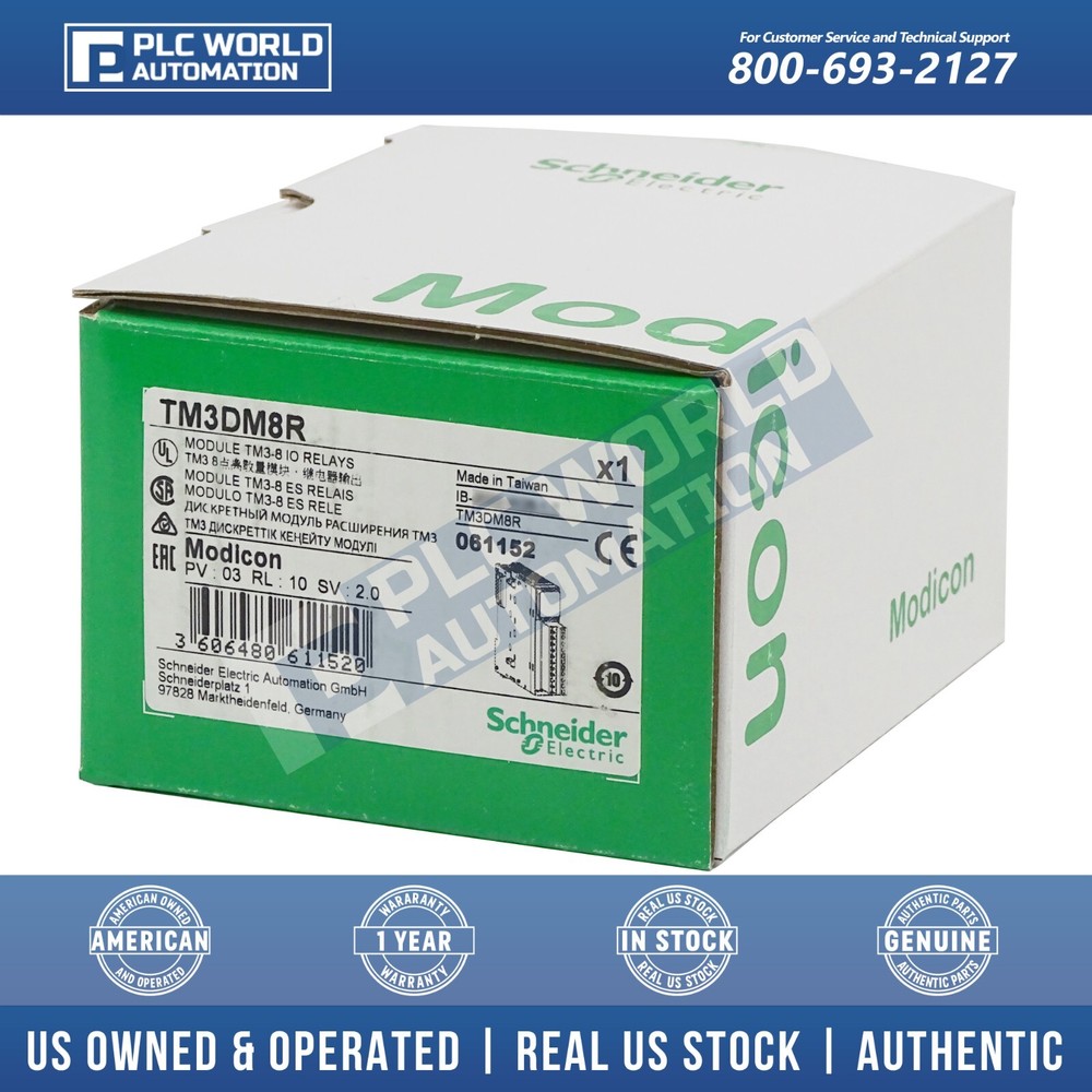 TM3DM8R Schneider TM3-8 Discrete I/O Module, New, FREE UPS 2 Day Dlvry & 2Yr Wty