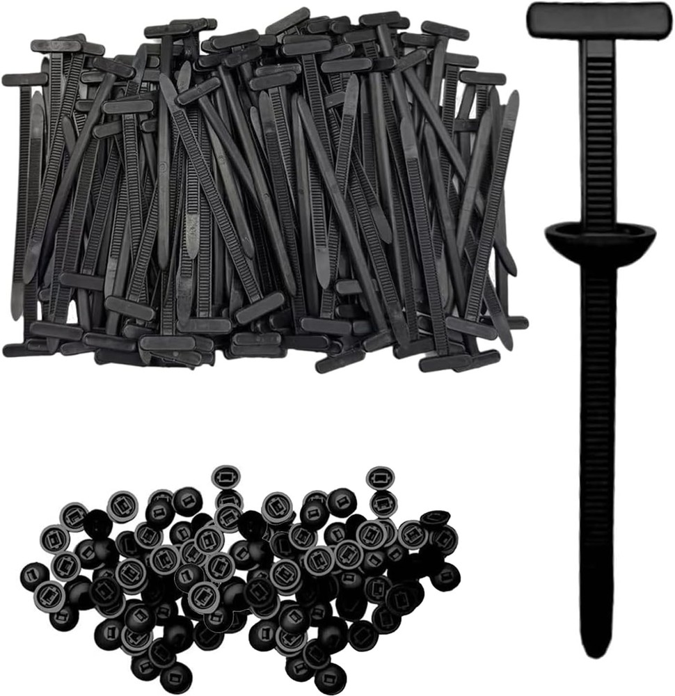 100 Pcs Nylon Universal Cable Tie Buckle for Car, T Style Automotive Zipper Clip