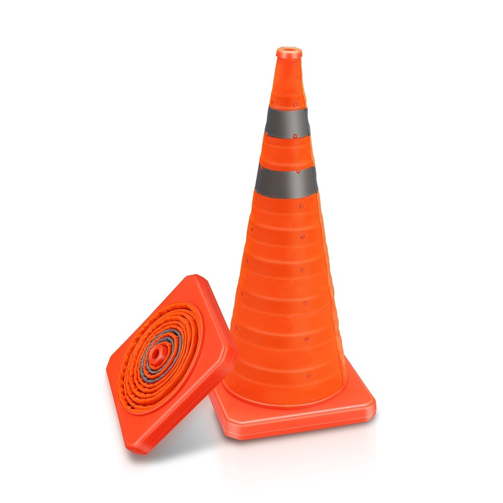 2 x Orange Oxford fabric Collapsible Traffic Safety Cones 28″ X 11.81″ X 1.38″