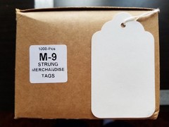 1000 Blank White Merchandise Price Tags with Strings Size #9 Retail Strung Label