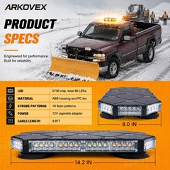 14 inch LED Roof Top Strobe Beacon Light Bar Hazard Warning Emergency Flashing