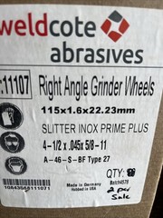 2 NOS Weldcote Abrasives Right Angle Grinder Wheels A-46-S-BF Type 27