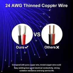 24 Gauge 2 Conductor Electrical Wire, 24 AWG Red & Black Tinned Copper Hookup…