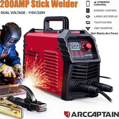 200A ARC Welder 110V/220V LED Portable Stick/Lift TIG/MMA Synergic IGBT Inverter