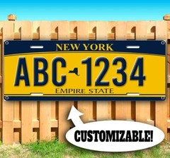 CUSTOMIZABLE NEW YORK LICENSE PLATE Advertising Vinyl Banner Flag Sign USA