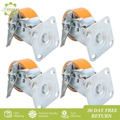 4 Pcs 4″ Side Brake Polyurethane Plate Casters, 3200 Pounds, Silver + Qrange