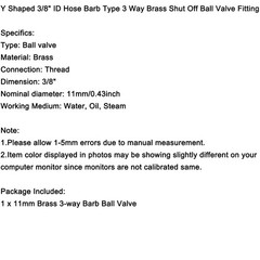 🚀Y Shaped 3/8″ ID Hose Barb Type 3 Way Brass Shut Off Ball Valve Fitting