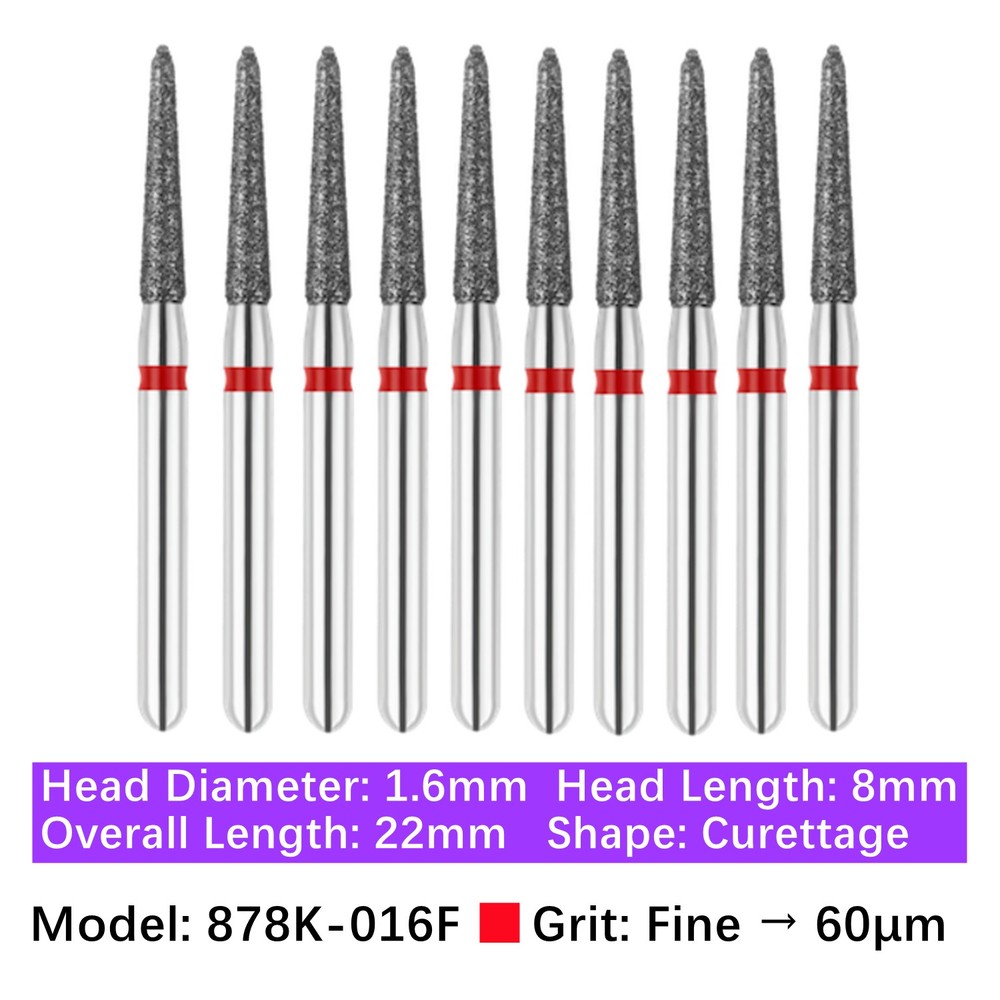 Vakker Dental Gingival Curettage FG Diamond Burs 878K-016F Fine 10/pk