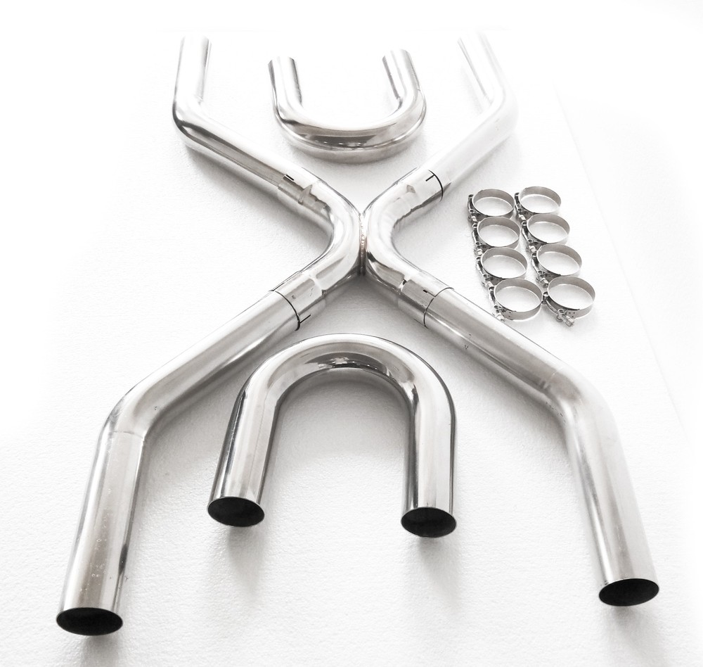 SS Builder X-Pipe Exhaust System Kit LS Engine Swap Crossover 2.25″/2.5″/3″ OD