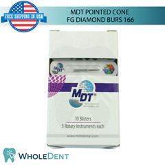 Dental MDT Pointed Cone 166 FG Diamond Burs Elongated L24.0mm Precise Finishing