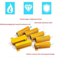 10W RX24 Aluminium Wire wound Power Resistors 5% J 0.01Ω 0.02Ω 1Ω to 300KΩ/Ohm