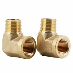 U.S. Solid 2pcs Brass Barstock Street Elbow Pipe Fitting, MNPT 1/4″ x FNPT 1/4″
