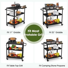 Outdoor Grill Cart Table,Indoor and Outdoor Pizza Oven Table,with 4 Movable T…