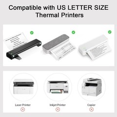 Thermal Printer Paper 8.5 x 11 100 Sheets, 100 Sheets/Continuous Folding