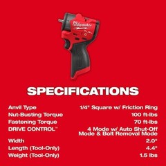 Milwaukee Tool 3048-20 M12 Fuel(Tm) 1/4 In. Sciw W/ Fr New