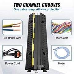 VEVOR 5-Piece Rubber Cable Protector Ramp 2-Channel Heavy Duty Driveway Cover