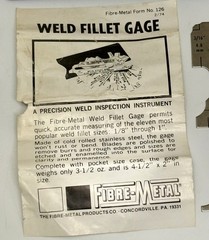 Fibre-Metal Products Weld Fillet Gauge 7 Pc Set Vintage Inspection Tool w/ Paper