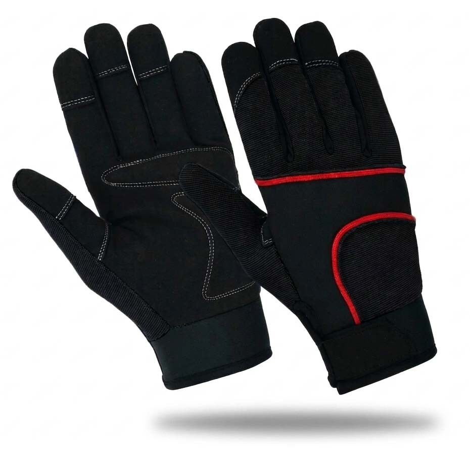 Mens Work Gloves Synthetic Leather Palm Padded Safety Gloves Black Blue S to XXL